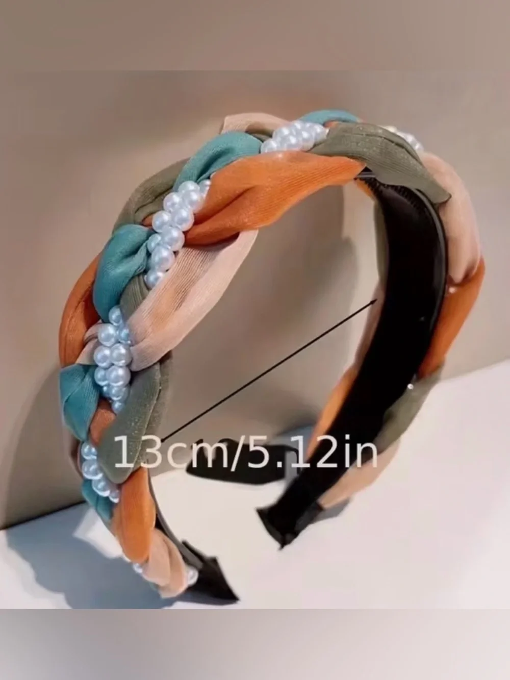 Braided Pearl Accent Multicolor Headband - Women Accessories